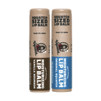 Promotional graphic for Dr. Squatch Lip Balm 2-Pack gift set