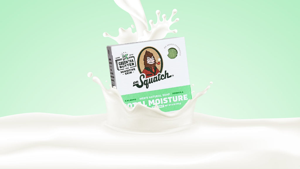 Lifestyle photo featuring Dr. Squatch Total Moisture 6-Pack gift set